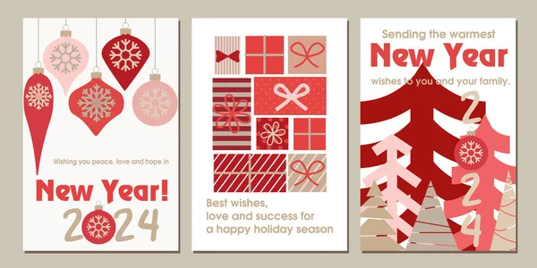Kartpostallar, davetiyeler. Noel ve Yeni Yıl. Bayram afişi. Yılbaşı güzellikleri, geyikler, Noel ağaçları. Kırmızı tonda dizayn et
