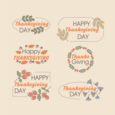 Sonbahar kartları seti. Şükran Günü. Yapraklar