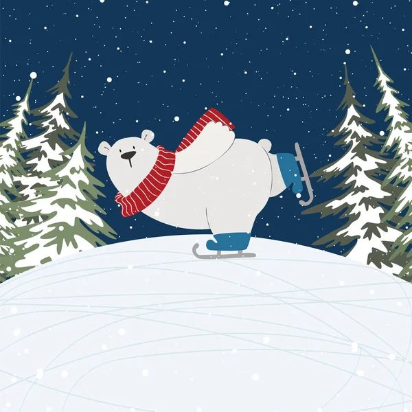 Winter Picture Polar Christmas Bear — Stock Vector