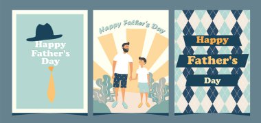 Babalar günü için bir kart seti..