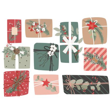 Çok güzel dekore edilmiş Noel hediyeleri.