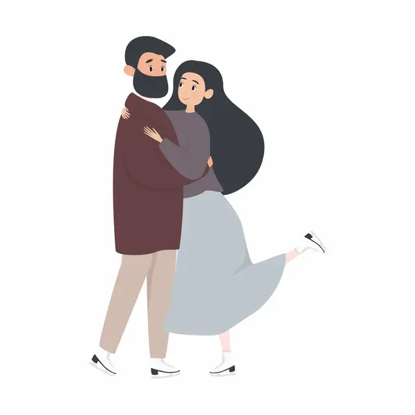Birbirine aşık bir çift buzda kayıyor. Aziz Valentine için İllüstrasyon