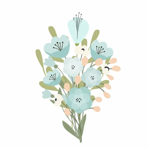 Spring bouquet. Various flowers in a bouquet. Hand drawn vector