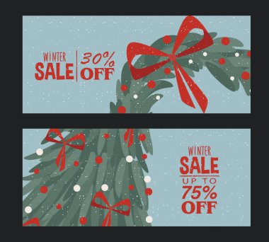 Bir dizi reklam broşürü. İndirim kuponu. Noel ziyafeti. Bahar indirimi.