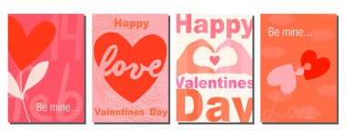 A set of postcards for Valentine's Day. Bright and unusual postcards clipart