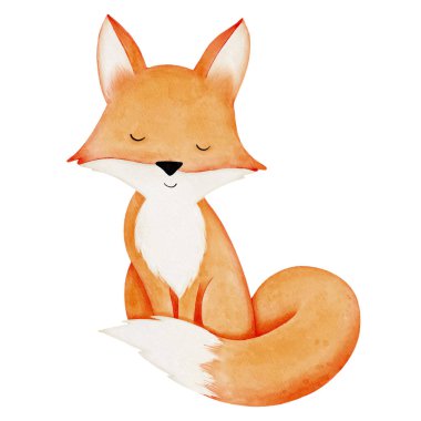 Tatlı suluboya tilki. Çocuk tasarımı için tırman. Vektör illüstrasyonu