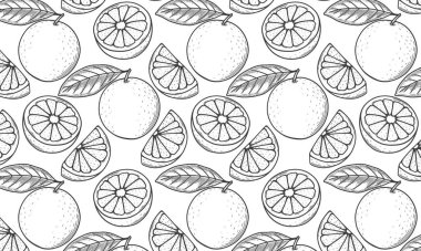 Meyvesiz, turuncu, beyaz arka planda tropikal yapraklar. Yazın canlı tasarımı. Egzotik tropikal meyve. Renkli vektör illüstrasyonu