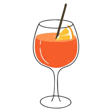 Aperol Spritz Kokteyli ile Portakal Dilimi ve Saman Kokteyli