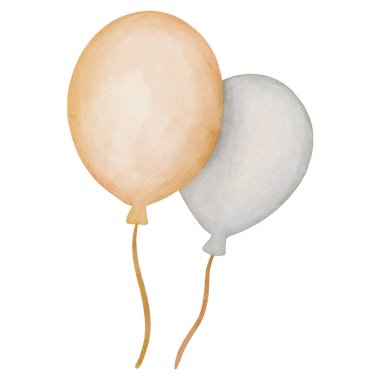 Pastel renklerde suluboya şeklinde şenlikli balonlar.