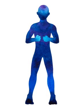 İnsan duruşu çakra beden sağlığı zihin sağlığı ruhsal iyileşme yoga nefes gücü barış enerji duygusu bütünsel bağlantılı evren soyut sanat suluboya çizimi