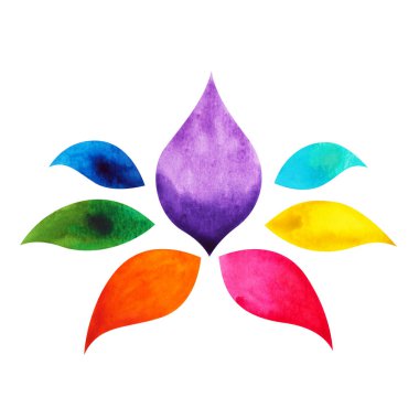 Çakra reiki şifalı lotus logosu simgesi ruh sağlığı manevi sanat terapisi suluboya boya resim mandala
