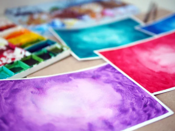 Acuarela Pintura Arte Clase Taller Color Fondo Creativo Artista Educación —  Fotos de Stock