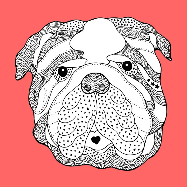 big bulldog sugar skull head, cute dog day of the dead, vector illustration design, hand drawn