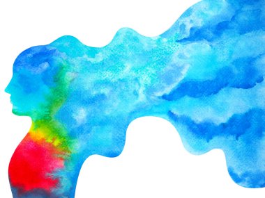 soyut insan bedeni kafa ilham verici akıl sağlığı bütünsel duygu enerji ruhu ruhani düşünce beyin gücü resim tasarımı suluboya