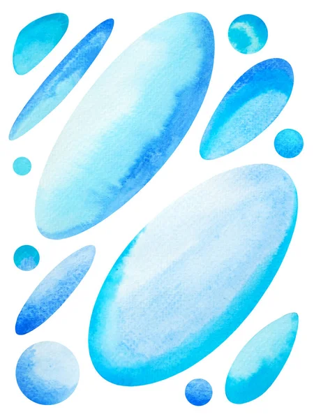青い泡白い孤立抽象芸術精神的な空間の心のパターン水彩画イラストデザイン療法癒しは刺激的な背景を想像 — ストック写真