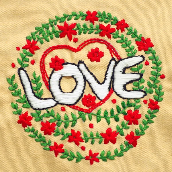 Láska Srdce Květ Mysl Duchovní Řemeslo Léčení Duševní Výšivka Mandala — Stock fotografie