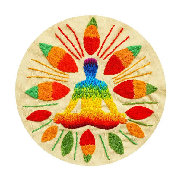 人間の瞑想心の健康ヨガ精神的な癒し抽象的なエネルギー瞑想は 宇宙のイラストデザイン刺繍アートクラフト手作りの花のパターンロゴマークアイコンサインを接続します — ストック写真