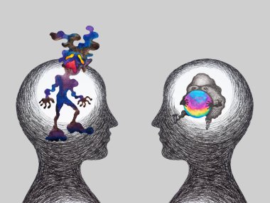 abstract body mind bipolar disorder psychology feel spiritual mental health depressed anger sad pain emotion connected art drawing illustration watercolor painting black and white