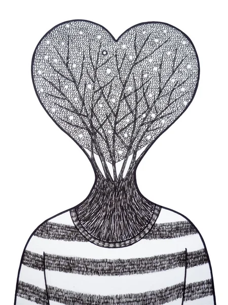 Human Head Tree Heart Shape Growing Body Mind Mental Health — Foto Stock