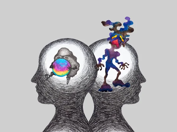 Abstract Body Mind Bipolar Disorder Psychology Feel Spiritual Mental Health — Stok fotoğraf