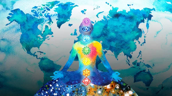 Humain Méditer Esprit Santé Mentale Yoga Chakra Guérison Spirituelle Abstraite — Photo