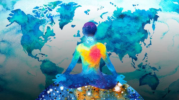 Human Meditate Mind Mental Health Yoga Chakra Spiritual Healing Abstract — Stock Photo, Image