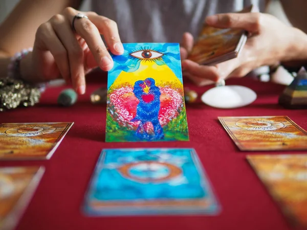 Tarot Cartão Mágico Leitura Fortuna Esotérico Caixa Bruxaria Astrologia Adivinhação — Fotografia de Stock