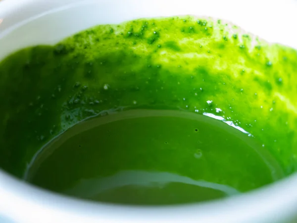 Matcha Verde Giapponese Sano Organico Latte Caldo Bevanda Tazza Caffeina — Foto Stock