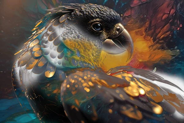 Papağan Renkli Illüstrasyon Klasik Çizim — Stok fotoğraf