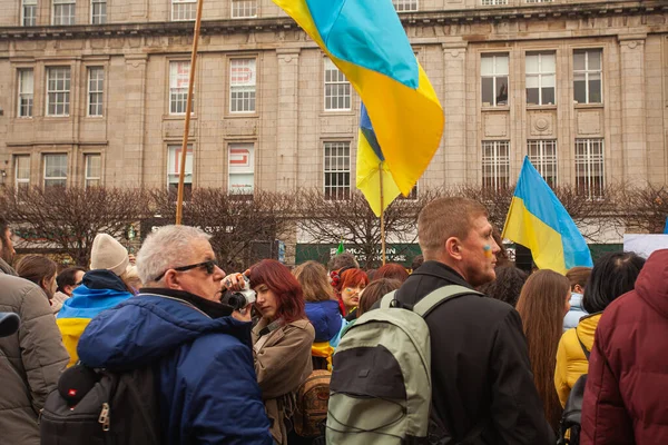 Dublin Dublin Ireland February 24Th 2023 Ukrainians Supporters Rally First — Photo