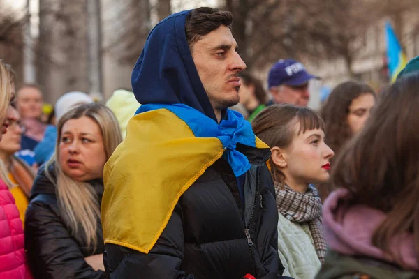 Дублін Дублін Ірландія Лютого 2023 Українці Прихильники Мітингу Перша Річниця — стокове фото