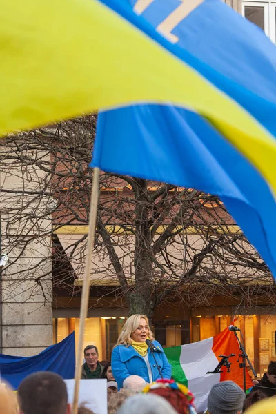 Dublin Dublin Irlande Février 2023 Rassemblement Des Ukrainiens Sympathisants Premier — Photo