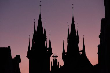 Seyahat konsepti. Eski Prag 'ın, Çek Cumhuriyeti' nin, Avrupa 'nın merkezi. Kartpostal stili. Açık hava çekimi