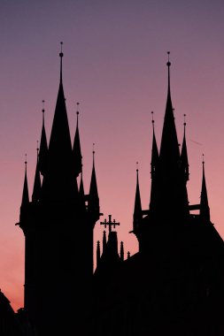 Seyahat konsepti. Eski Prag 'ın, Çek Cumhuriyeti' nin, Avrupa 'nın merkezi. Kartpostal stili. Açık hava çekimi