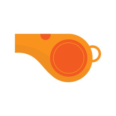 Beyaz arka planda izole edilmiş turuncu ıslık elementli futbol topu.