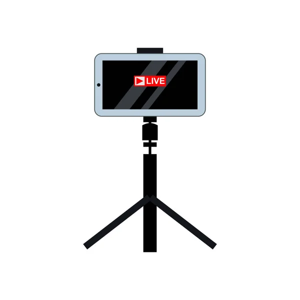 Smartphone Dan Tripod Equipment Streamers Blogger Isolated White Background Stok Ilustrasi Bebas Royalti