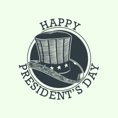 President day hand drawn vintage elements with big hat isolated on white background.