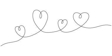 one line drawing of love sign with four hearts embrace minimalism design on white background