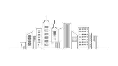 Black white City town silhouette isolated on white background.