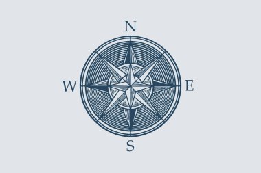 Hand drawing vintage compass ocean theme isolated on white background.