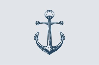 Hand drawing vintage anchor ocean theme isolated on white background.