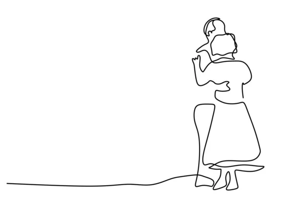 Hand Drawing One Line Mature Couple Dancing Isolated White Background —  Vetores de Stock