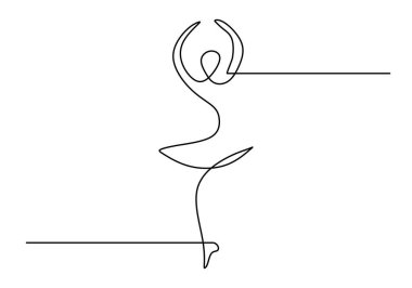 One line of ballerina isolated on white background. Hand drawing single continuous line.