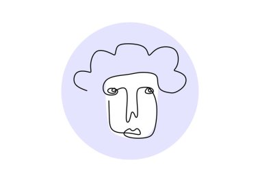 One line of primordial man isolated on white background. Hand drawing single continuous line.