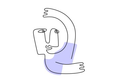 One line of primordial pose isolated on white background. Hand drawing single continuous line.