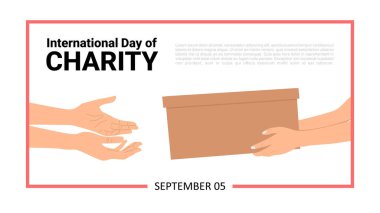 International day of charity background with hand give gift.