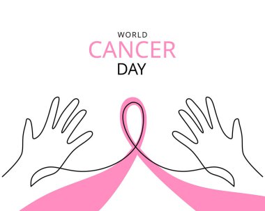 One single line of cancer day background isolated on white background.