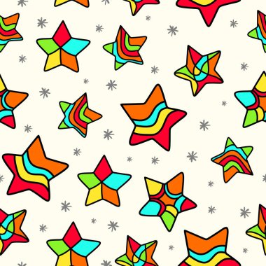 Cute stars seamless pattern isolated on white background.