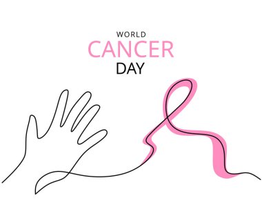 One single line of cancer day background isolated on white background. clipart