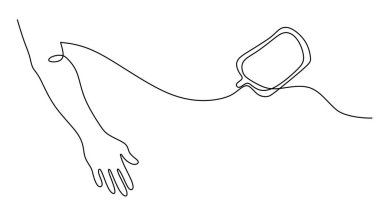 One continuous single line drawing of blood donor isolated on white background minimalism design.